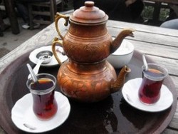 Турецкий двойной чайник и турецкие стаканчики